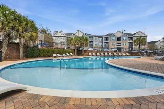 Modern apartment pool designed for resident relaxation
