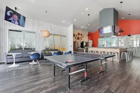 Community clubhouse with a ping pong table