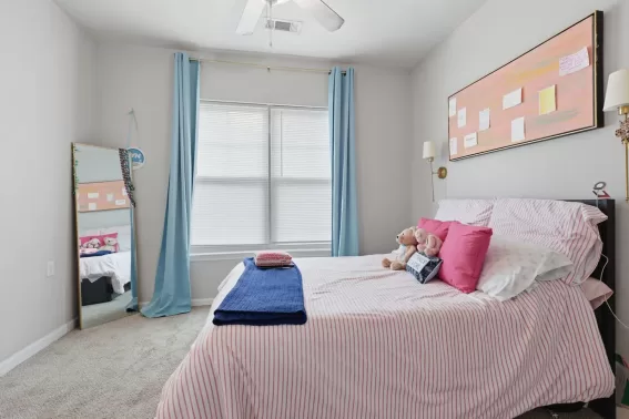 Residential apartment bedroom with natural light