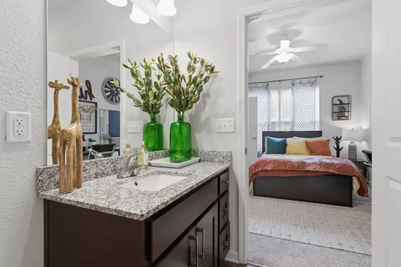Residential bathroom interior in apartment