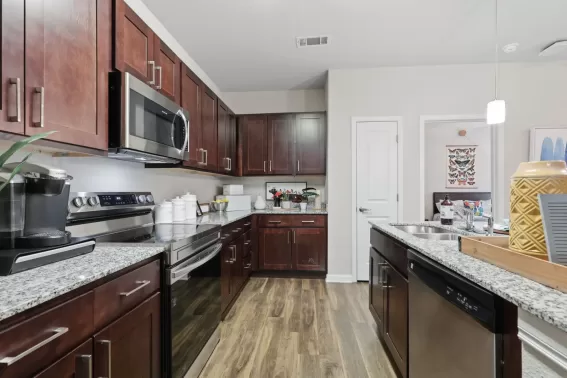 Residential kitchen interior in apartment